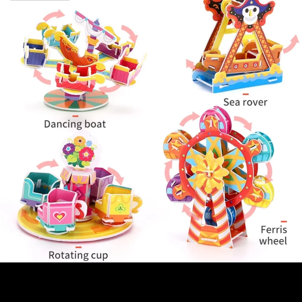 3D puzzle kids Ferris Wheel Carousel educational toy assembly craft age 5 6 7+